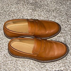 Zara Men Cognac Leather Penny Loafers